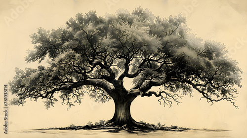 A beautiful, hand-drawn oak tree with engravings, symbolizing family, heritage, and tradition. Perfect for family-related events and nature-themed designs.