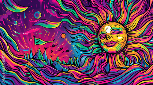 A psychedelic Sun. Generative AI
