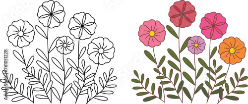 Easy Wild Flower Coloring Page