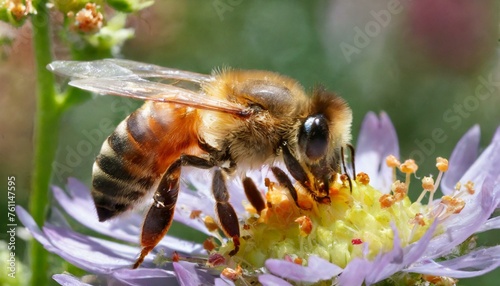 Regal Presence: The Queen Bee Amidst Her Dot-Marked Courtiers"