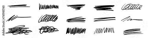 Line brush marker, pen, pencil stroke vector. Line brush marker scribble sketch underline. Hand drawn doodle pencil scratch mark. Scrawl texture underline effect. Vector illustration.