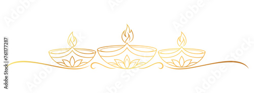 Diwali Candles line art style. Diwali element vector eps 10