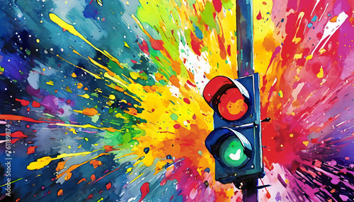 Vibrant traffic light