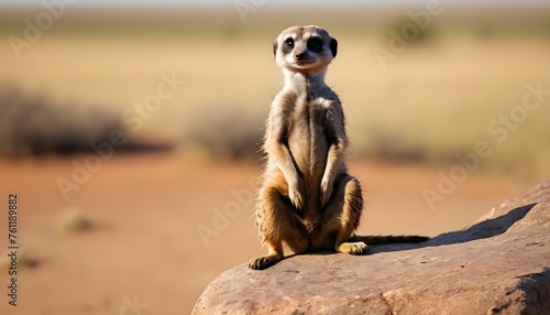 A Meerkat Sitting On A Rock Looking Out Over The Upscaled 9