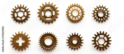 Steampunk Gear Assets Bronze Industrial Gears on transparent background 