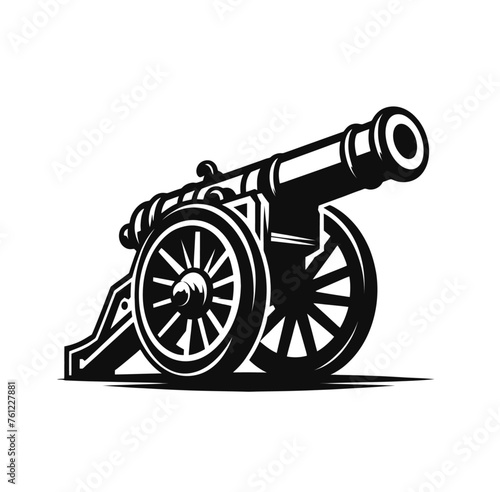 Vintage cannon monochrome isolated vector illustration