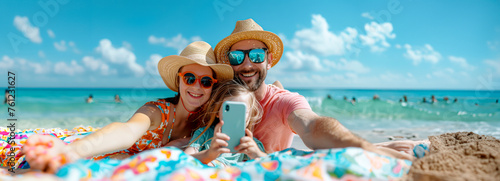 Joyful family captures memories on the beach with a fun selfie session, creating unforgettable moments together. 🏖️📸 #FamilyFun #BeachDay
