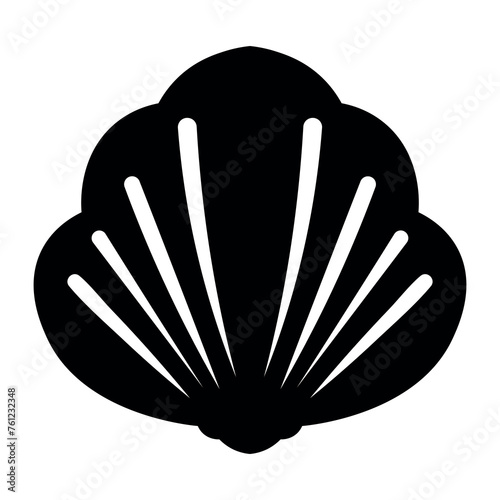 black vector shell icon on white background