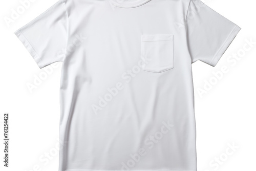 White T-Shirt With Pocket. On a White or Clear Surface PNG Transparent Background.