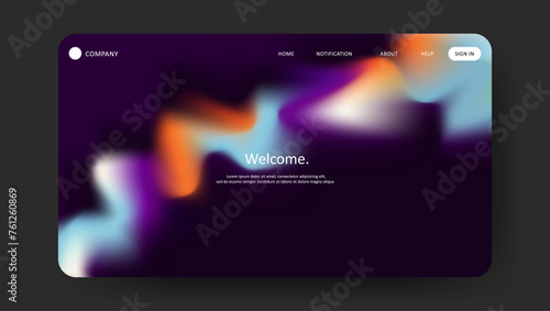 Abstract futuristic gradient mesh dark design of landing page. retro gradient mesh website design