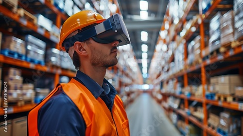 Augmented Reality Picking warehouse workers wearing AR glasses or headsets, which provide real-time picking instructions and navigation cues for faster and more accurate order fulfillment.