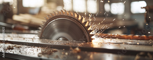 Circular saw blade with emphasis on teeth, in motion