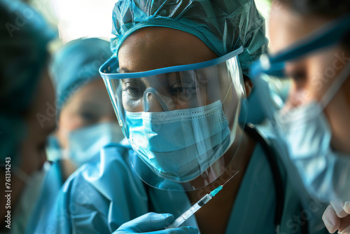 Focused Surgeon Preparing Injection in Operating Room
