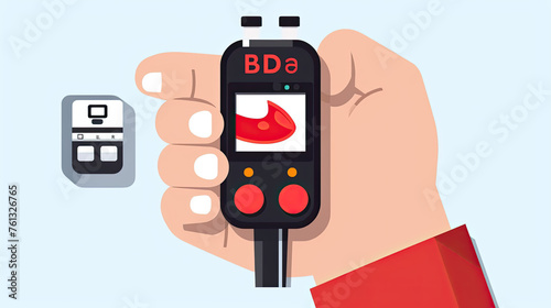 blood low-high sugar diabetes, glycemic with a glucometer on white background.Diabetes control and healthcare concept.