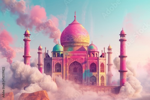 A magical pink palace in the clouds