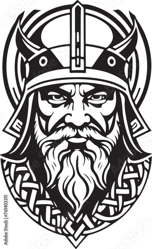 Breathtaking line art style Viking head vector graphic template, Suitable for logo design, tattoo design or print on demand 