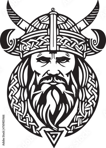 Wonderful line art style Viking head vector graphic template, Suitable for logo design, tattoo design or print on demand 
