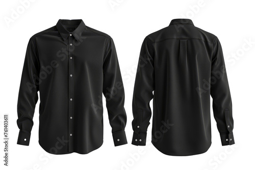 classic black button down shirt mockup with front and back views,
