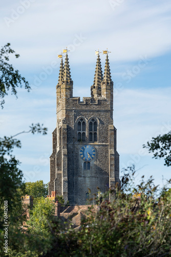 Tenterden, Kent, united kingdom, 16, August, 2023 St Mildreds church tower, early evening light