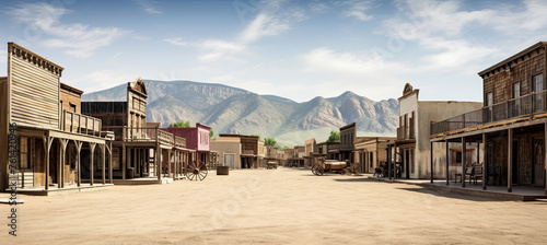 An old rustic antique western town with various business