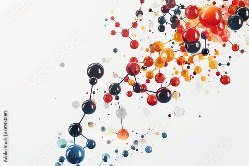 illustration of molecules on white background, chemistry concept