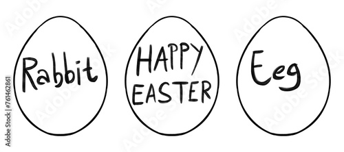 illustration of black and white decoration with teks of Easter eggs. Perfect for artwork, t-shirts, cards, prints, picture books, coloring books, wallpaper, prints, etc.