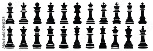 Chess checkmate silhouettes set, large pack of vector silhouette design, isolated white background