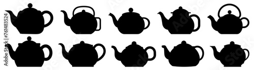 Kettle teapot silhouette set vector design big pack of illustration and icon