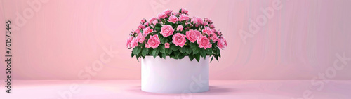 Elegant circular floral arrangement with lush pink roses on a cylindrical podium, perfect for events like anniversaries or Mother's Day