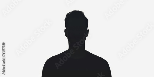 A man's head is shown in silhouette on a white background