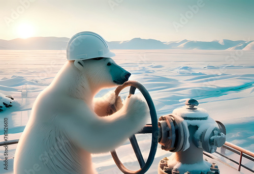 A blank, letterhead for a postcard, an Arctic polar bear oilman.