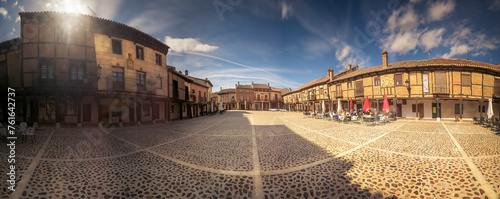 panoramic view of the Plaza Vieja de Saldaña in Palencia on a hot summer afternoon