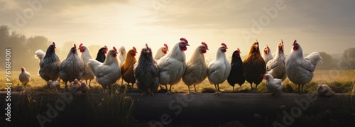 Lineup of chickens