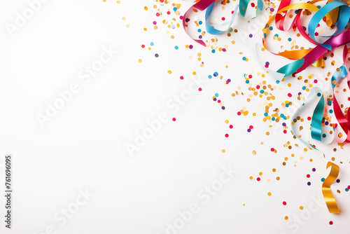Festive Party Background with Colorful Confetti and Streamers 