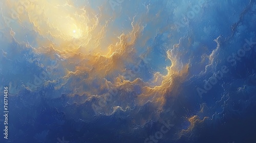 A serene, abstract oil painting, where soft pastels blend seamlessly into one another, interrupted gold streaks.