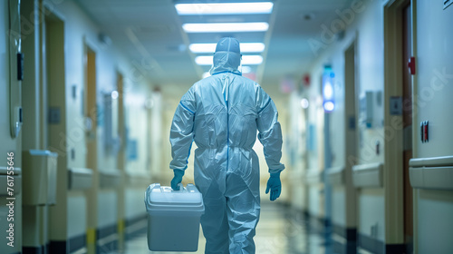 Courier transporting a cooler containing an organ to the transplant center