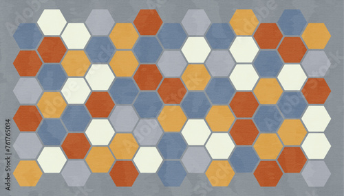 retro pop abstract graphic background image, 16:9 widescreen hexagon patterned wallpaper / backdrop 