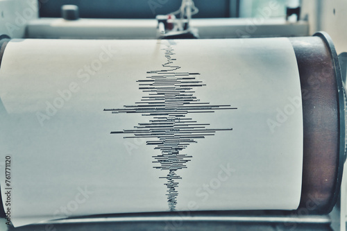 Documenting Earth's Movement: A Sismograph Recording Device with Seismic Waves Traced on Paper, Providing Insight into the Dynamic Forces Shaping Our Planet