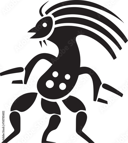 Mesa Minstrel Black Logo Design of Kokopelli Icon Kokopelli Rhythms Vector Emblem of Kokopelli in Black