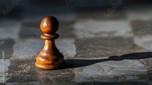 Chess Pawn - A Powerful Metaphor for Business Success, Featuring Wooden Pawn with King Shadow and Chess Board Concept