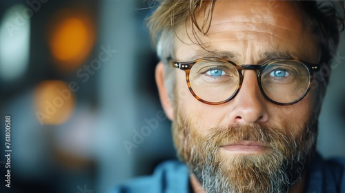 Close Up of Person Wearing Glasses