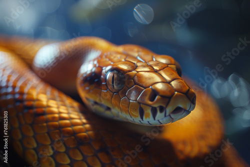 Close-up portrait of a Corn Snake (Reticulated python) 