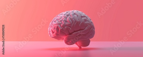 3d illustration of a human brain on a pink background