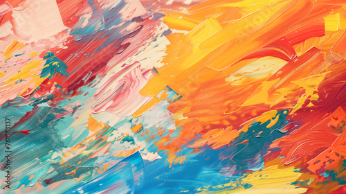 Closeup of abstract rough colorful multicolored art painting texture. AI Generative