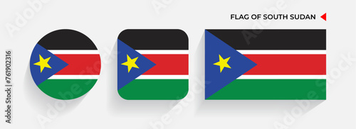 South Sudan Flags arranged in round, square and rectangular shapes