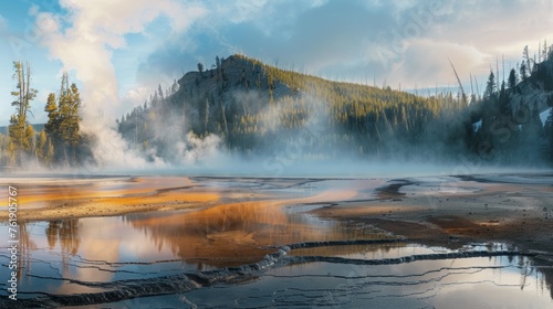 wide landscape yellowstone National Park, nature photography, copy and text space, 16:9
