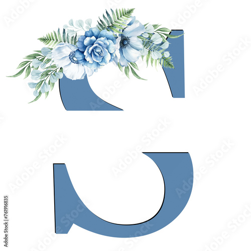 blue flower letter