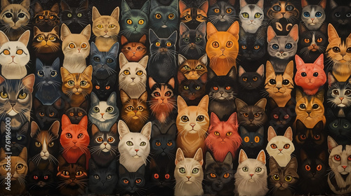 Cat society, a gathering of various cat breeds that embody cuteness