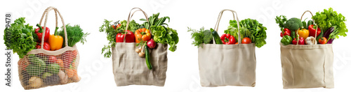 shopping bag with vegetables, PNG set