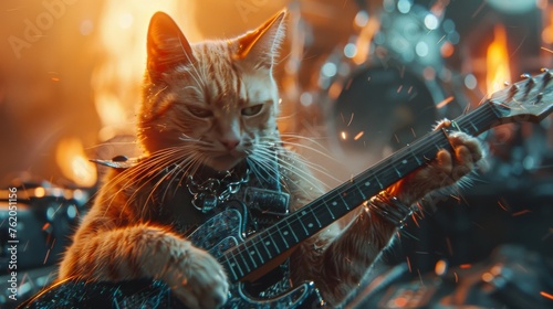 Cat Playing Guitar by Fire